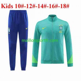 Brésil Enfant Ensemble Vestes d'entrainement Vert 2023/24